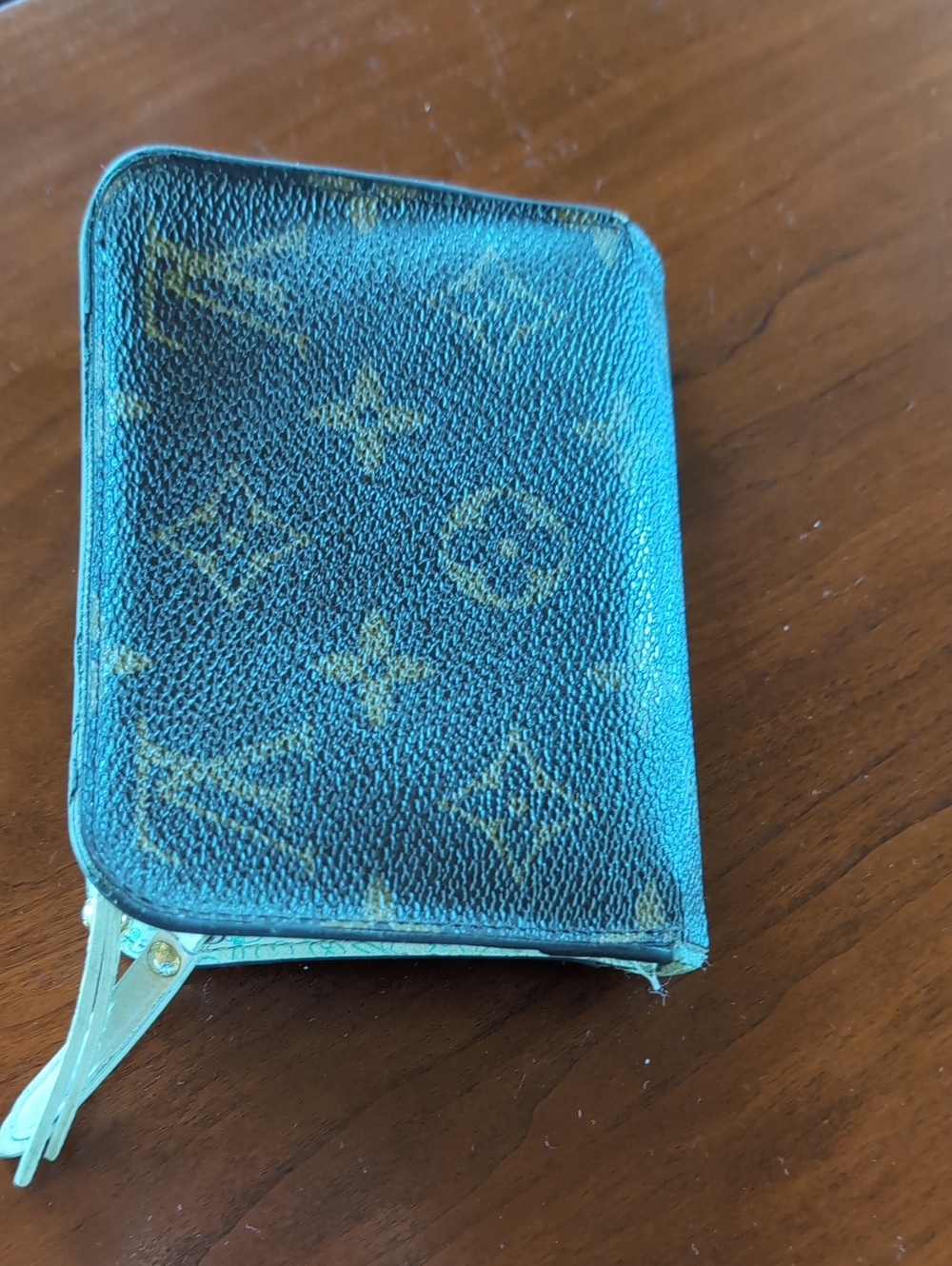 Louis Vuitton Monogram Zip Card Holder Wallet - Brown and Gold